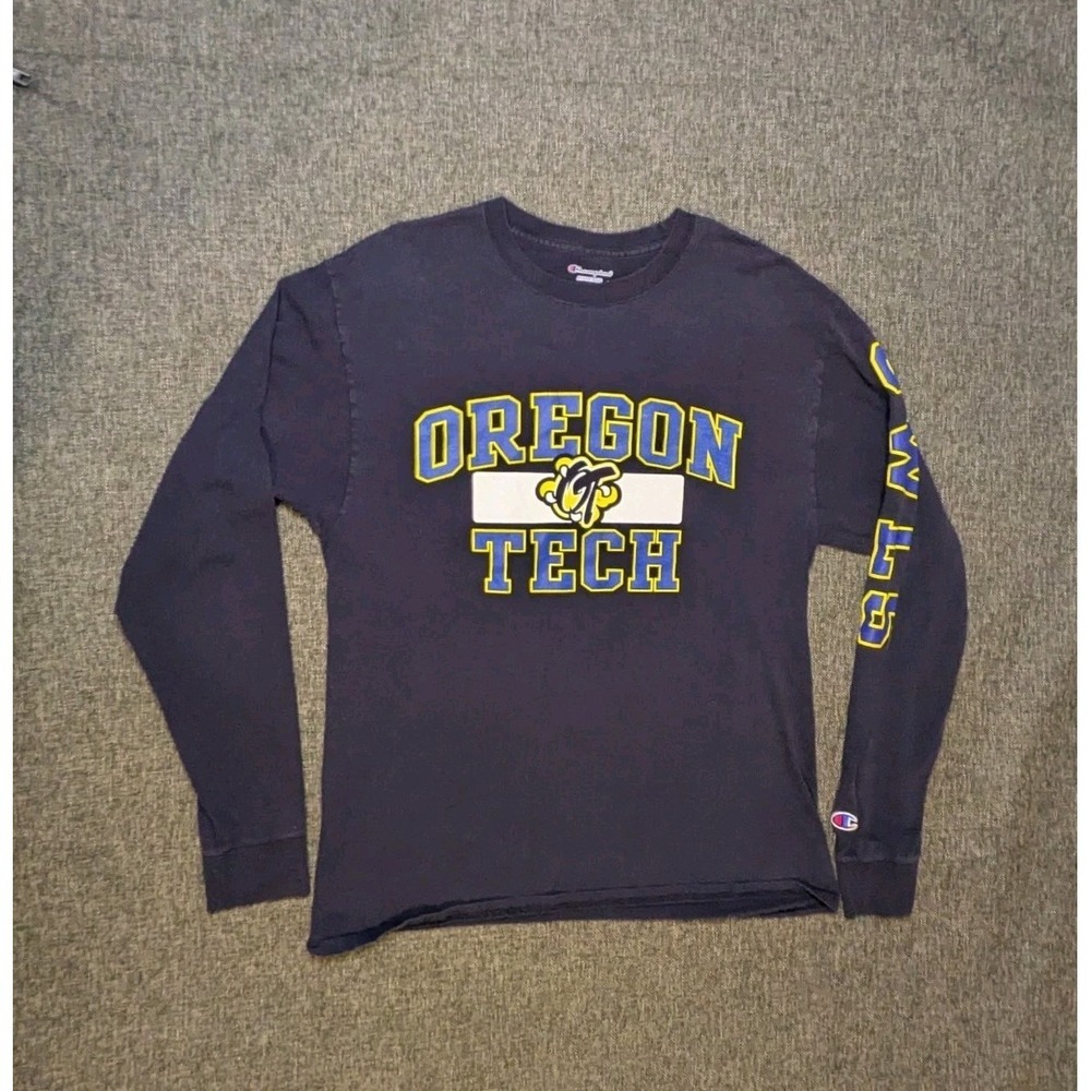 Champion Oregon Tech Owls Long Sleeve Shirt Large Spell Out College University L
